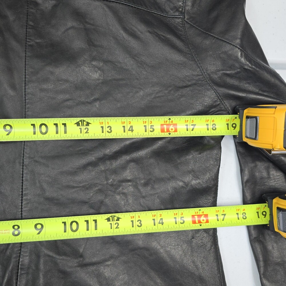 Worn Vintage 90s Beyond Sport California Lamb Leather Jacket Women L Button Up - Picture 14 of 16